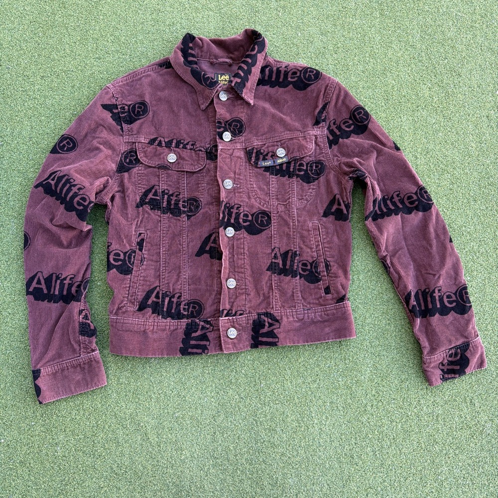 Lee x Alife Trucker Jacket Men's M Brown Corduroy Logo Art Museum Collab